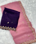 New Designer Chiffon Silk Saree | Party Wear Latest Collection with Elegant Handwork & Unstitched Blouse