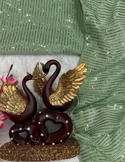 Green Embellished Georgette Party Wear Saree | Bollywood Style Beads & Stone Work with Running Blouse