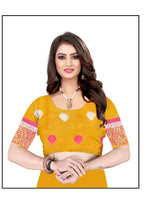 Purple Kanjeevaram Cotton Silk Saree with Big Zari Border | Party Wear Zari Woven Saree with Running Blouse